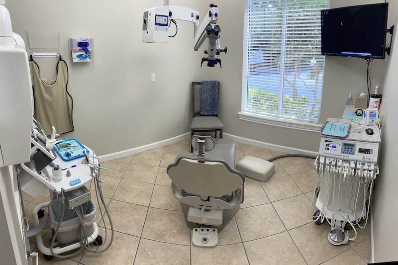 Dental chair in the operatory